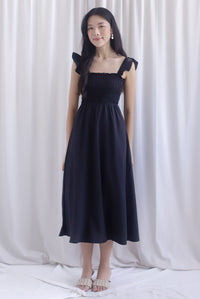 Henrietta Multi Way Smocked Maxi Dress In Black