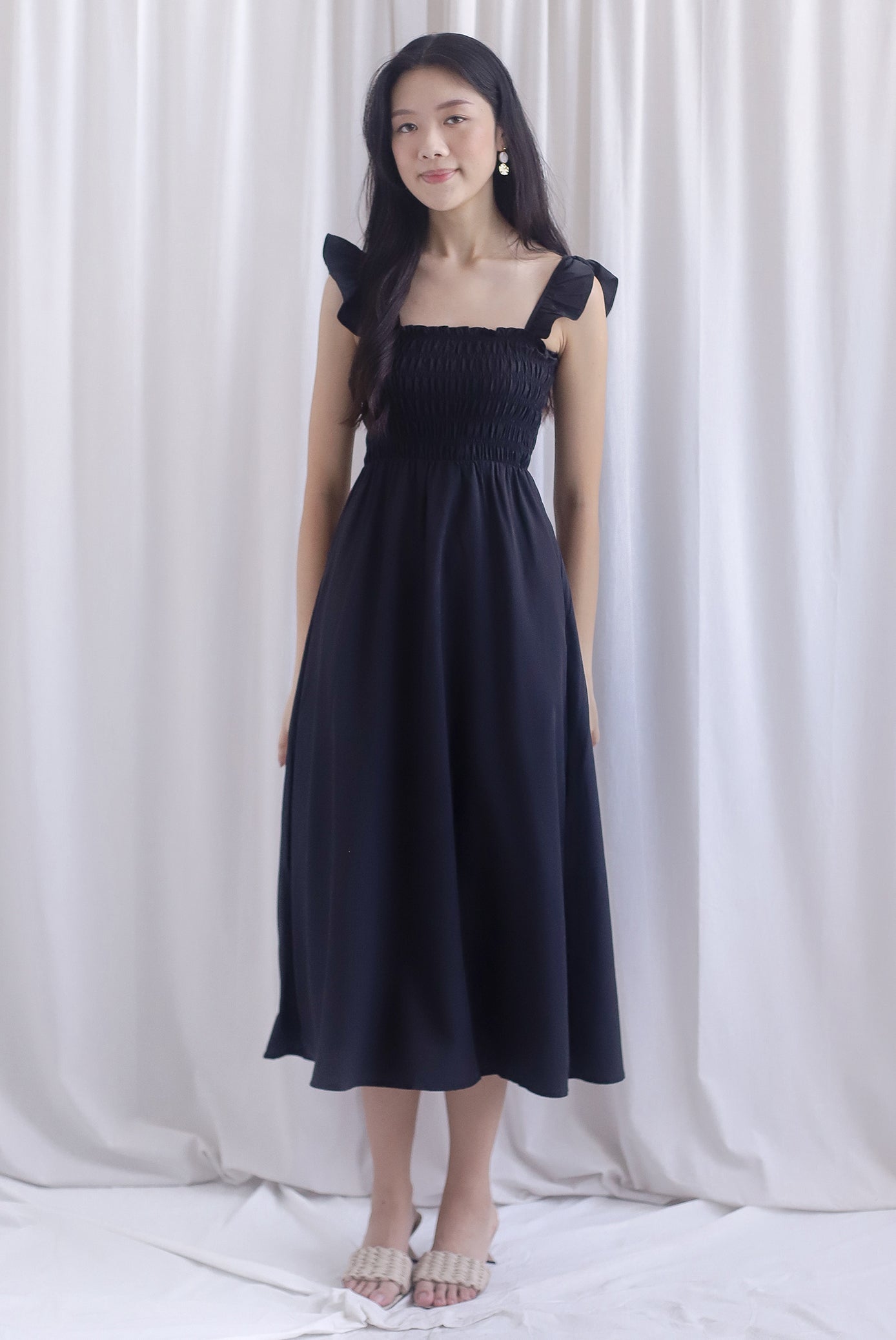 Henrietta Multi Way Smocked Maxi Dress In Black