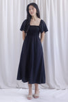 Henrietta Multi Way Smocked Maxi Dress In Black