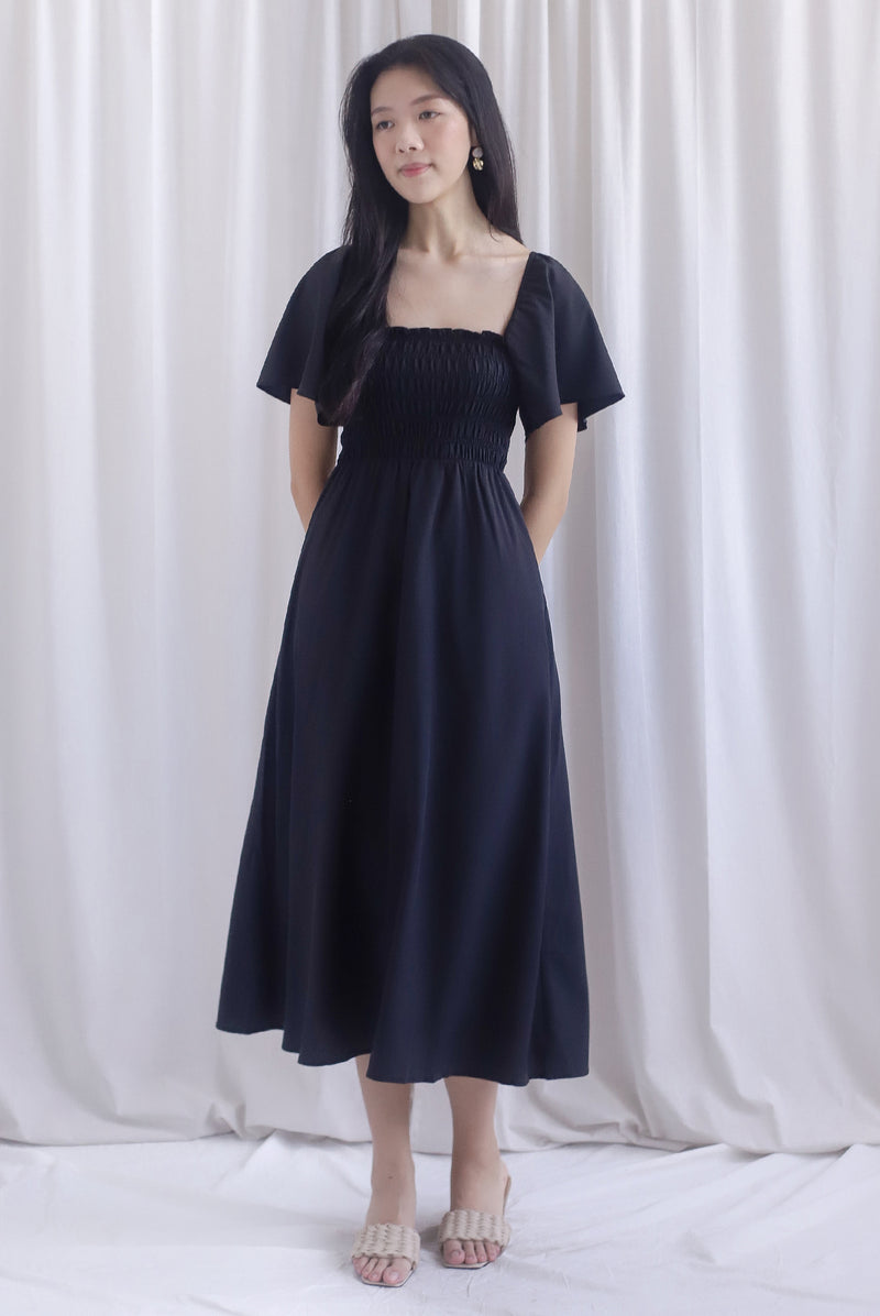 Henrietta Multi Way Smocked Maxi Dress In Black