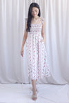 Henrietta Multi Way Smocked Maxi Dress In Rose Lattice Red