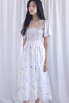 Henrietta Multi Way Smocked Maxi Dress In Blue Floral