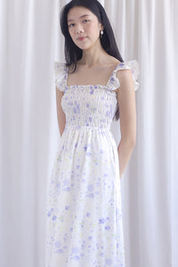 Henrietta Multi Way Smocked Maxi Dress In Blue Floral
