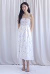 Henrietta Multi Way Smocked Maxi Dress In Blue Floral
