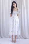 Henrietta Multi Way Smocked Maxi Dress In Blue Floral