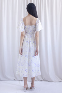 Henrietta Multi Way Smocked Maxi Dress In Blue Floral