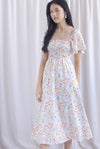 Henrietta Multi Way Smocked Maxi Dress In Peach Floral