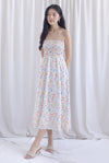 Henrietta Multi Way Smocked Maxi Dress In Peach Floral