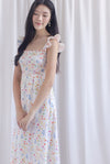 Henrietta Multi Way Smocked Maxi Dress In Peach Floral
