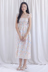Henrietta Multi Way Smocked Maxi Dress In Peach Floral