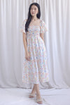 Henrietta Multi Way Smocked Maxi Dress In Peach Floral