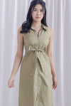 Hope Zip Racer Maxi Dress In Olive