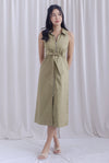 Hope Zip Racer Maxi Dress In Olive