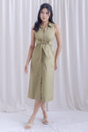 Hope Zip Racer Maxi Dress In Olive