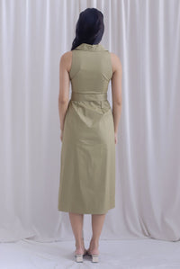 Hope Zip Racer Maxi Dress In Olive