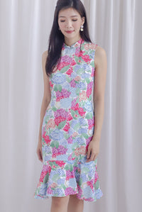 Hydrangea Cheong Sam Mermaid Dress In Pink