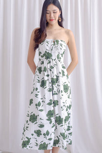 Icie Floral Emboss Stripe Tie Up Dress