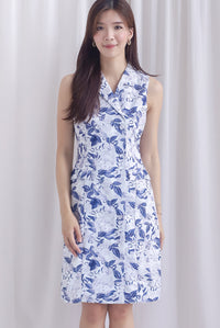 Ingrid Rose Buttons Trench Midi Dress In Navy Blue