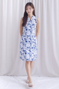 Ingrid Rose Buttons Trench Midi Dress In Navy Blue