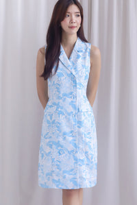 Ingrid Rose Buttons Trench Midi Dress In Skyblue