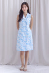 Ingrid Rose Buttons Trench Midi Dress In Skyblue