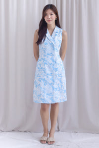 Ingrid Rose Buttons Trench Midi Dress In Skyblue