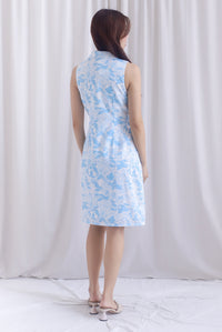 Ingrid Rose Buttons Trench Midi Dress In Skyblue