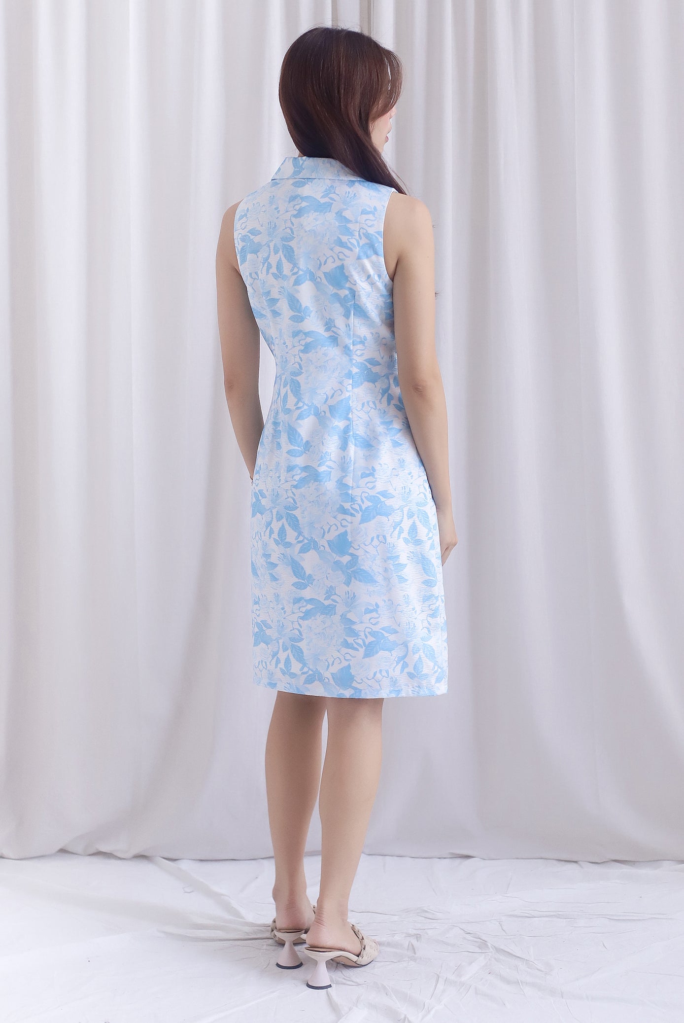 Ingrid Rose Buttons Trench Midi Dress In Skyblue