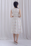 Isla Floral Eyelet Empire Waist Buttons Dress In White