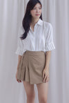 Jacob Batwing Pleated Sleeves Shirt Top In White