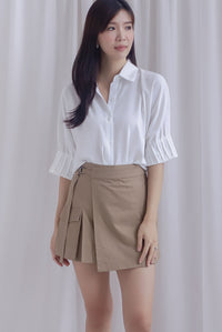Jacob Batwing Pleated Sleeves Shirt Top In White