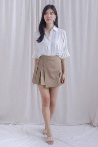 Jacob Batwing Pleated Sleeves Shirt Top In White