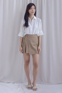 Jacob Batwing Pleated Sleeves Shirt Top In White