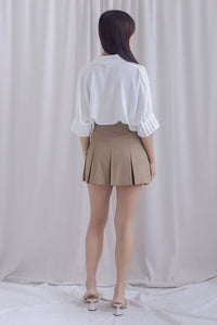 Jacob Batwing Pleated Sleeves Shirt Top In White
