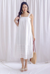 Jaleesa Lattice Eyelet Cross Back Maxi Dress In White