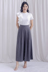 Janette Thick Waist Palazzo Pants In Grey Pinstripe