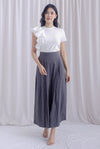 Janette Thick Waist Palazzo Pants In Grey Pinstripe