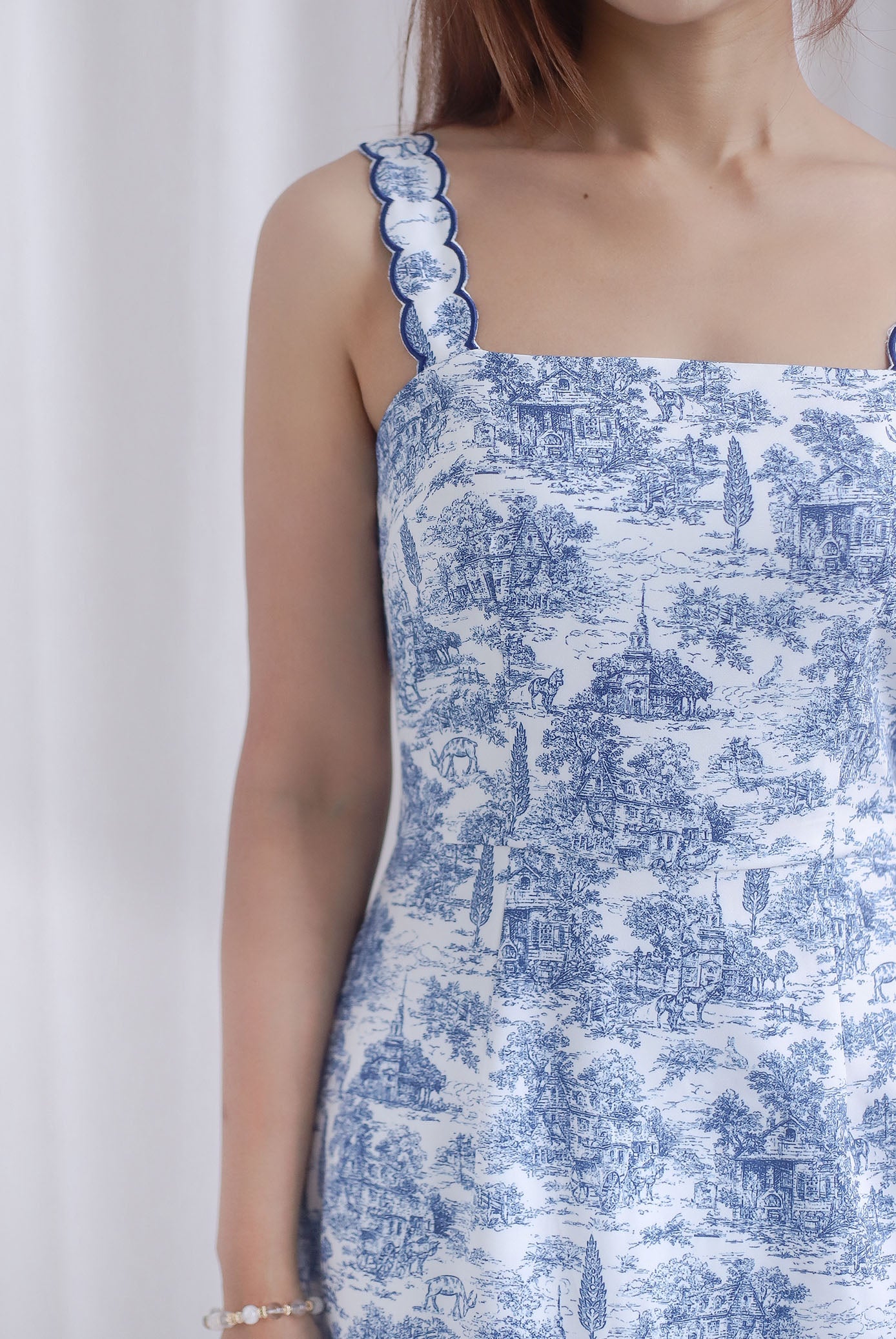 Jasmine Wavy Strap Mermaid Dress In Blue Porcelain