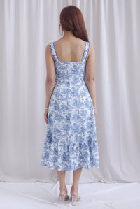 Jasmine Wavy Strap Mermaid Dress In Blue Porcelain