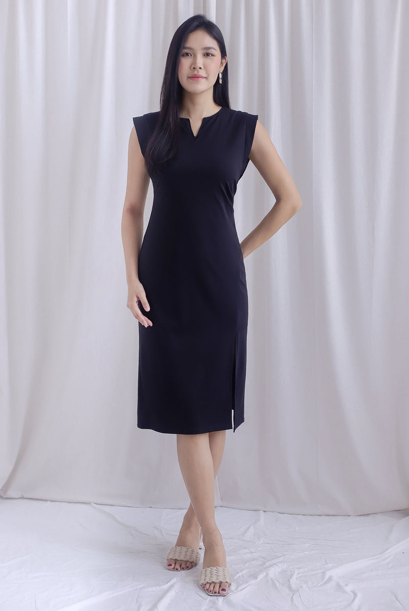 Jeannie Ruch Waist Slit Dress In Black