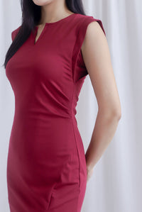 Jeannie Ruch Waist Slit Dress In Wine Red