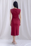 Jeannie Ruch Waist Slit Dress In Wine Red