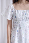 Jen Embro Ruched Front Sleeved Maxi Dress In Lilac Blue