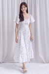 Jen Embro Ruched Front Sleeved Maxi Dress In Red