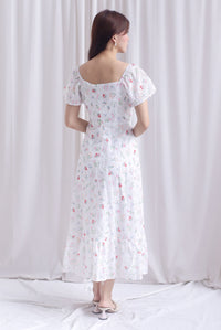 Jen Embro Ruched Front Sleeved Maxi Dress In Red