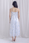 Jennie Spaghetti Tier Maxi Dress In Blue Leafy