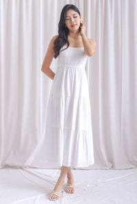 Jennie Spaghetti Tier Maxi Dress In White
