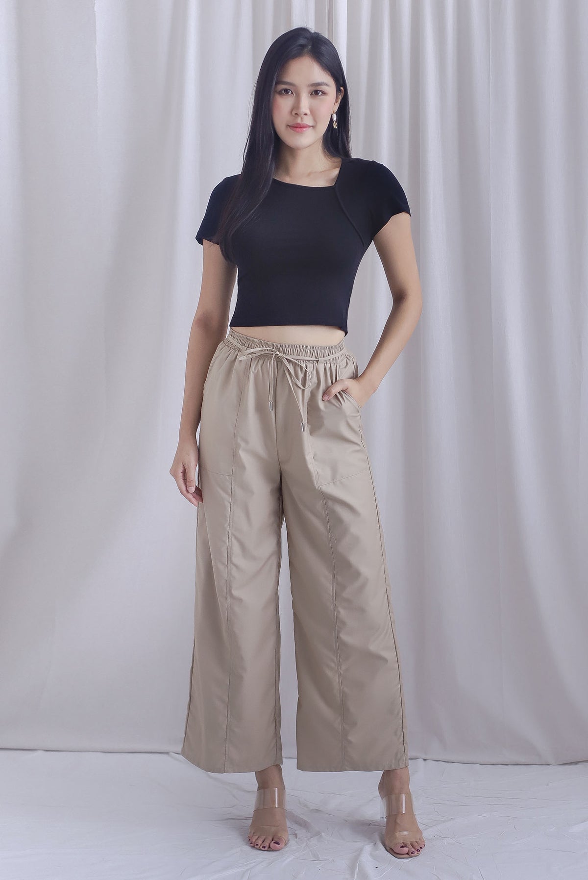 Jesslyn Asymm Neckline Top In Black