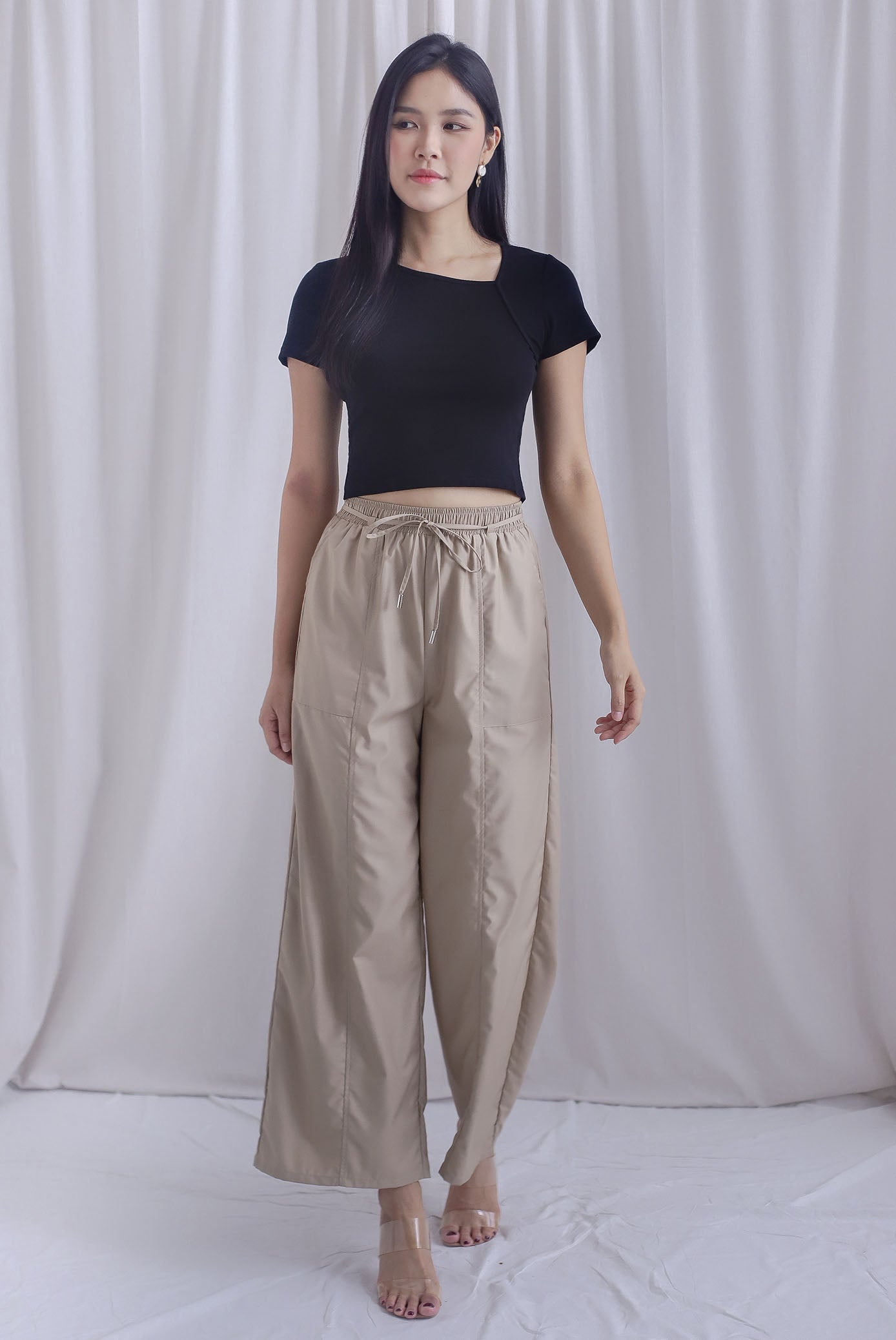 Jesslyn Asymm Neckline Top In Black