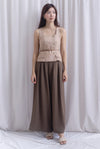 Jevon Wide Legged Pleated Palazzo Pants In Mocha
